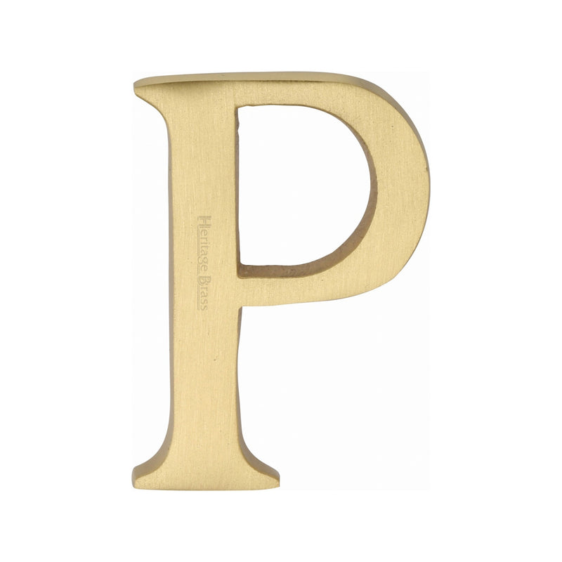 Heritage Brass Alphabet P Pin Fix 51mm (2") Satin Brass Finish - C1565 2 P-SB - Choice Handles