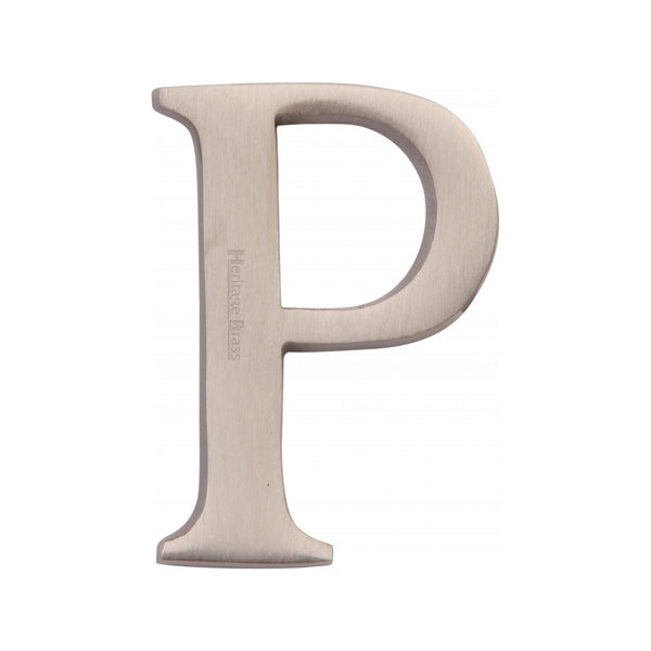 Heritage Brass Alphabet P Rear Fix 51mm (2") Satin Nickel finish - C1565 2 P-SN - Choice Handles