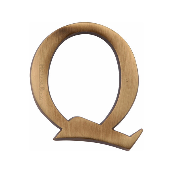 Heritage Brass Alphabet Q Rear Fix 51mm (2") Antique finish - C1565 2 Q-AT - Choice Handles