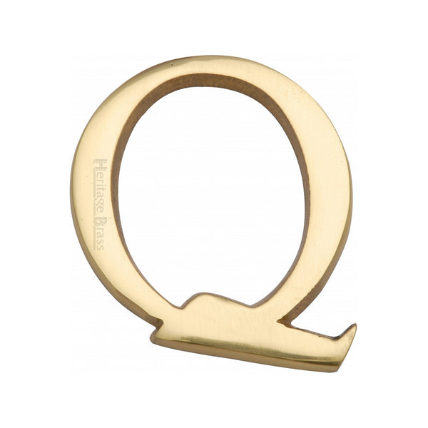 Heritage Brass Alphabet Q Rear Fix 51mm (2") Polished Brass finish - C1565 2 Q-PB - Choice Handles