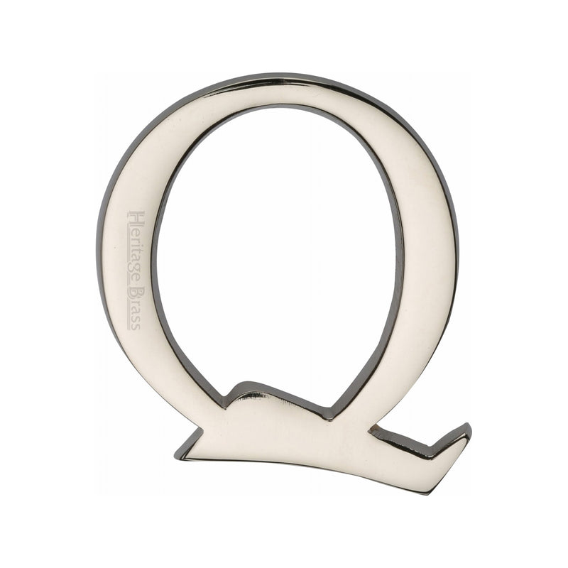 Heritage Brass Alphabet Q Pin Fix 51mm (2") Polished Nickel Finish - C1565 2 Q-PNF - Choice Handles