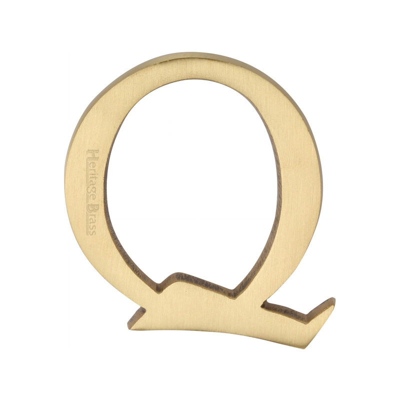 Heritage Brass Alphabet Q Pin Fix 51mm (2") Satin Brass Finish - C1565 2 Q-SB - Choice Handles