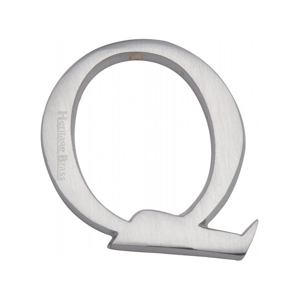 Heritage Brass Alphabet Q Rear Fix 51mm (2") Satin Chrome finish - C1565 2 Q-SC - Choice Handles