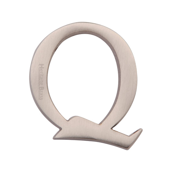 Heritage Brass Alphabet Q Rear Fix 51mm (2") Satin Nickel finish - C1565 2 Q-SN - Choice Handles