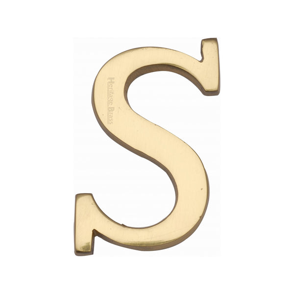 Heritage Brass Alphabet S Rear Fix 51mm (2") Polished Brass finish - C1565 2 S-PB - Choice Handles