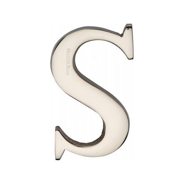 Heritage Brass Alphabet S Pin Fix 51mm (2") Polished Nickel Finish - C1565 2 S-PNF - Choice Handles