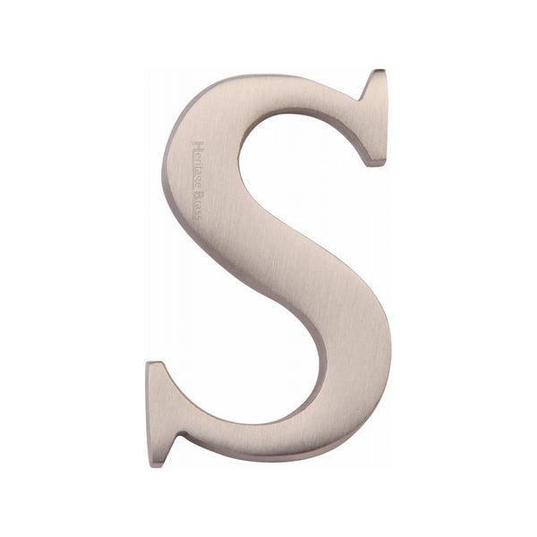 Heritage Brass Alphabet S Rear Fix 51mm (2") Satin Nickel finish - C1565 2 S-SN - Choice Handles