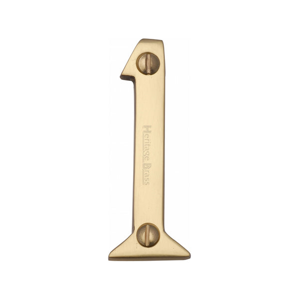 Heritage Brass Numeral 1 Face Fix 51mm (2") Polished Brass finish - C1567 1-PB - Choice Handles