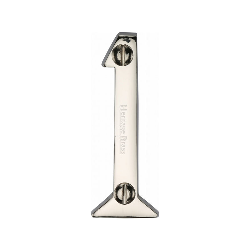 Heritage Brass Numeral 1 Face Fix 51mm (2") Polished Nickel finish - C1567 1-PNF - Choice Handles