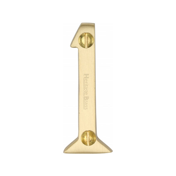 Heritage Brass Numeral 1 Face Fix 51mm (2") Satin Brass finish - C1567 1-SB - Choice Handles