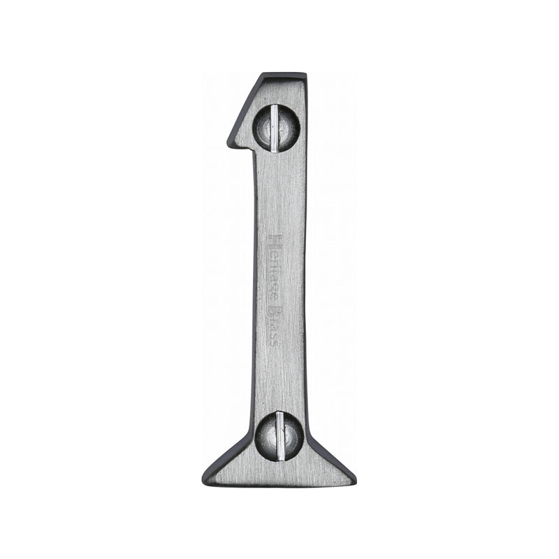 Heritage Brass Numeral 1 Face Fix 51mm (2") Satin Chrome finish - C1567 1-SC - Choice Handles