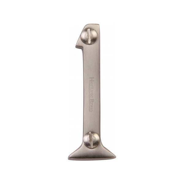 Heritage Brass Numeral 1 Face Fix 51mm (2") Satin Nickel finish - C1567 1-SN - Choice Handles