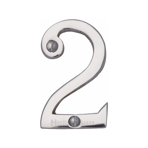 Heritage Brass Numeral 2 Face Fix 51mm (2") Polished Chrome finish - C1567 2-PC - Choice Handles