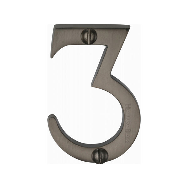 Heritage Brass Numeral 3 Face Fix 51mm (2") Matt Bronze finish - C1567 3-MB - Choice Handles