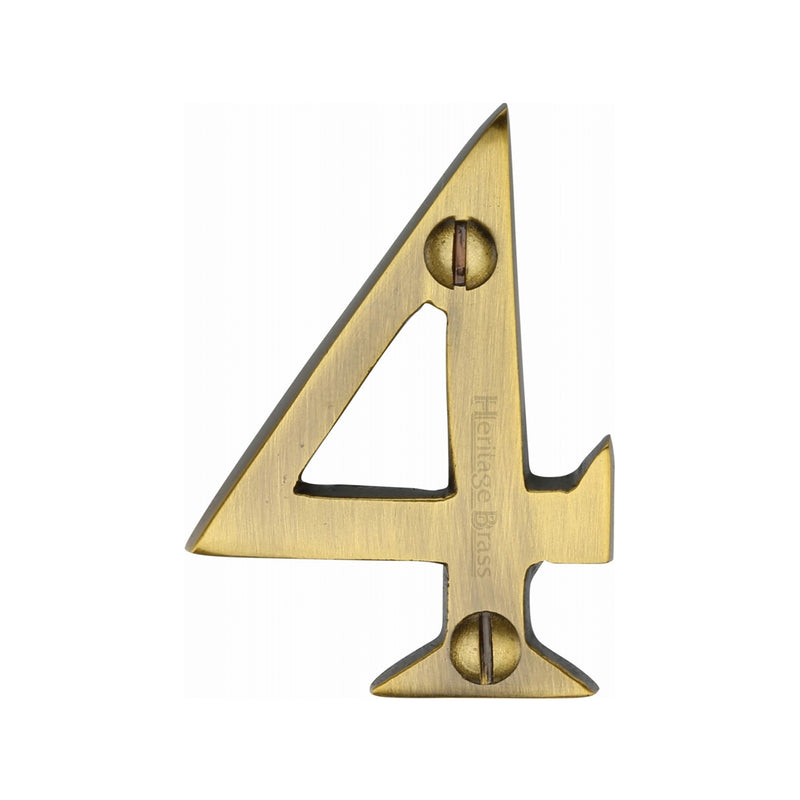 Heritage Brass Numeral 4 Face Fix 51mm (2") Antique finish - C1567 4-AT - Choice Handles