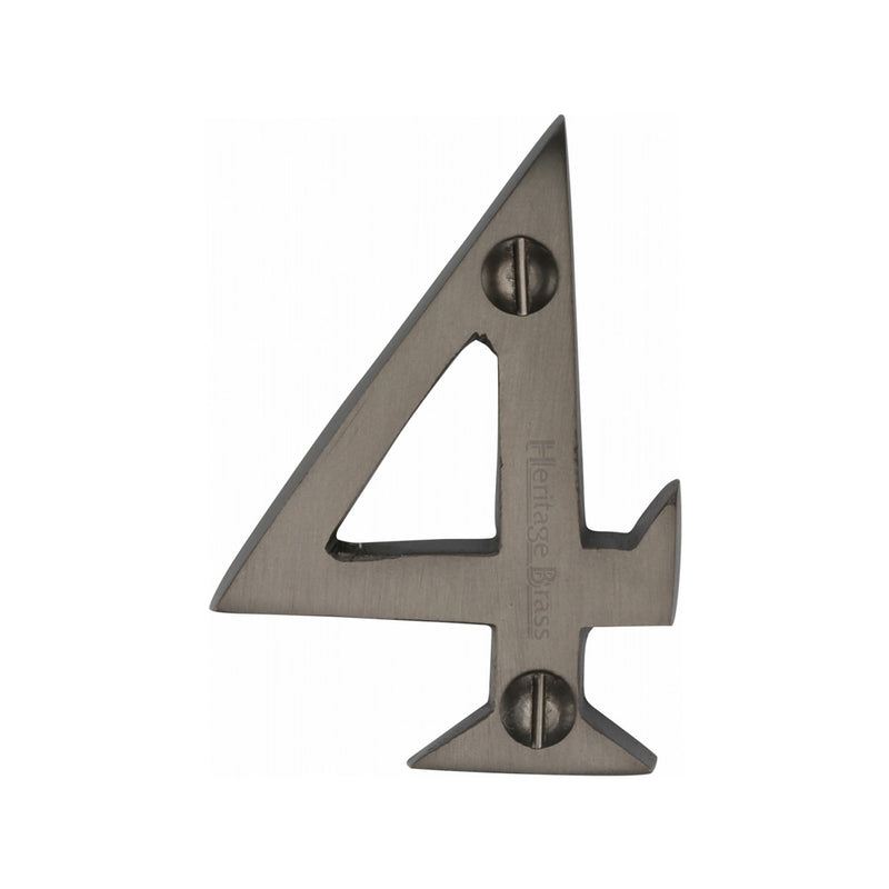 Heritage Brass Numeral 4 Face Fix 51mm (2") Matt Bronze finish - C1567 4-MB - Choice Handles