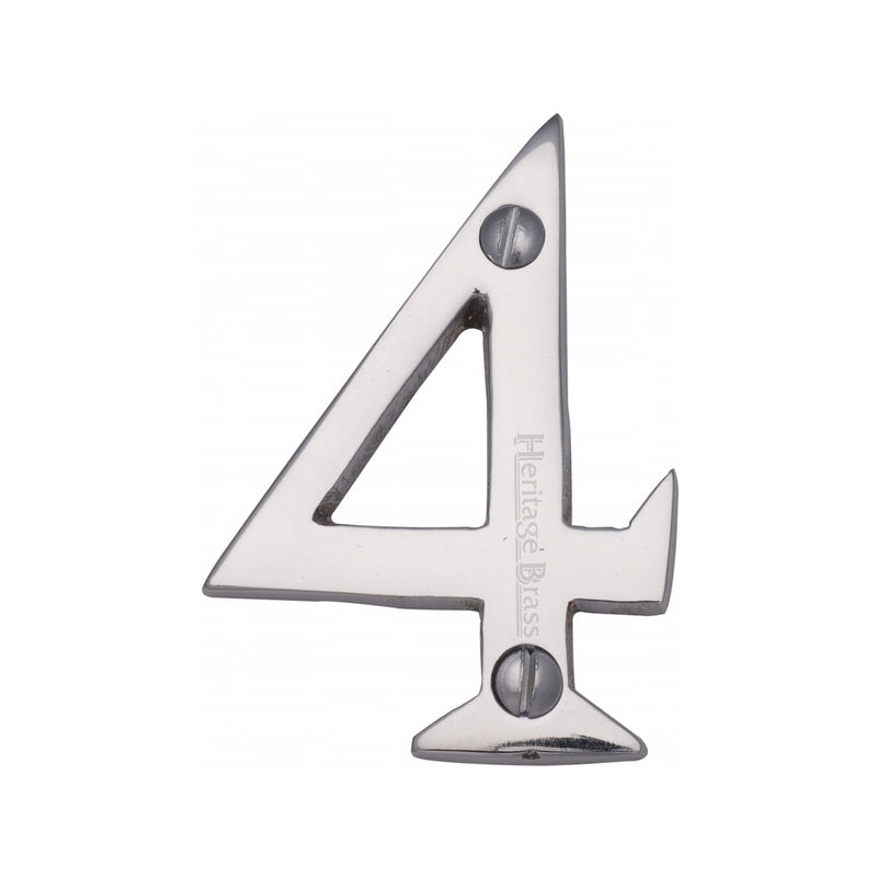 Heritage Brass Numeral 4 Face Fix 51mm (2") Polished Chrome finish - C1567 4-PC - Choice Handles