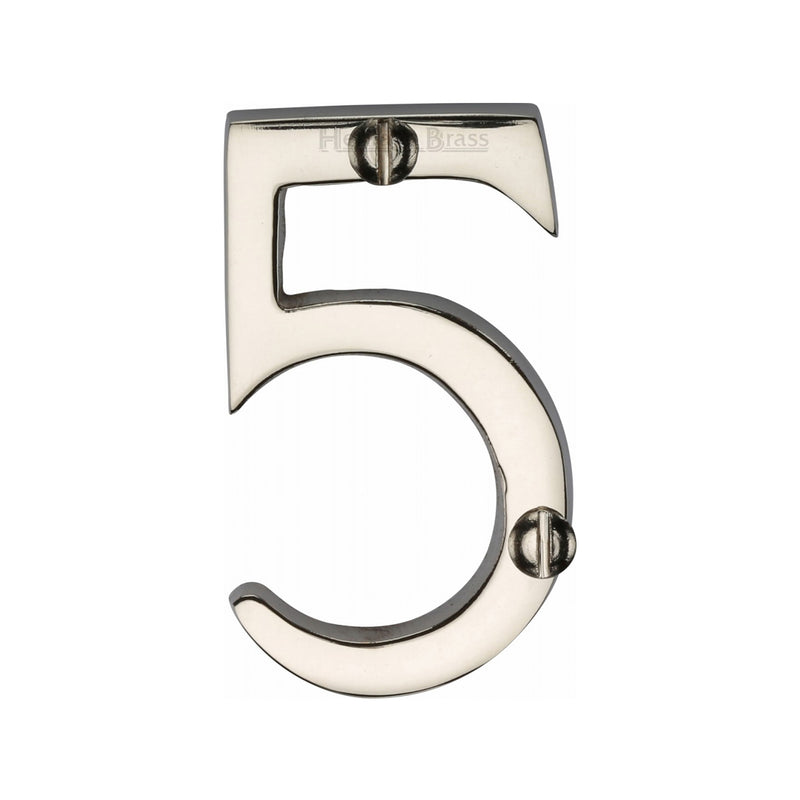 Heritage Brass Numeral 5 Face Fix 51mm (2") Polished Nickel finish - C1567 5-PNF - Choice Handles