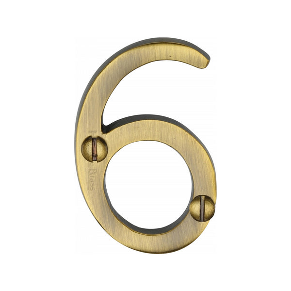 Heritage Brass Numeral 6 Face Fix 51mm (2") Antique finish - C1567 6-AT - Choice Handles