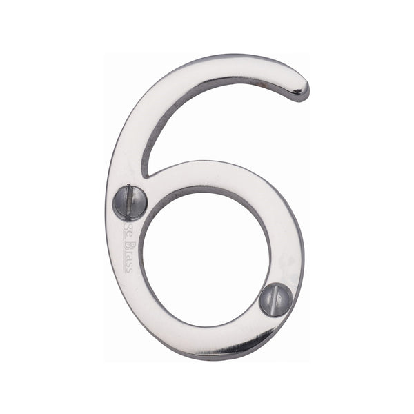 Heritage Brass Numeral 6 Face Fix 51mm (2") Polished Chrome finish - C1567 6-PC - Choice Handles