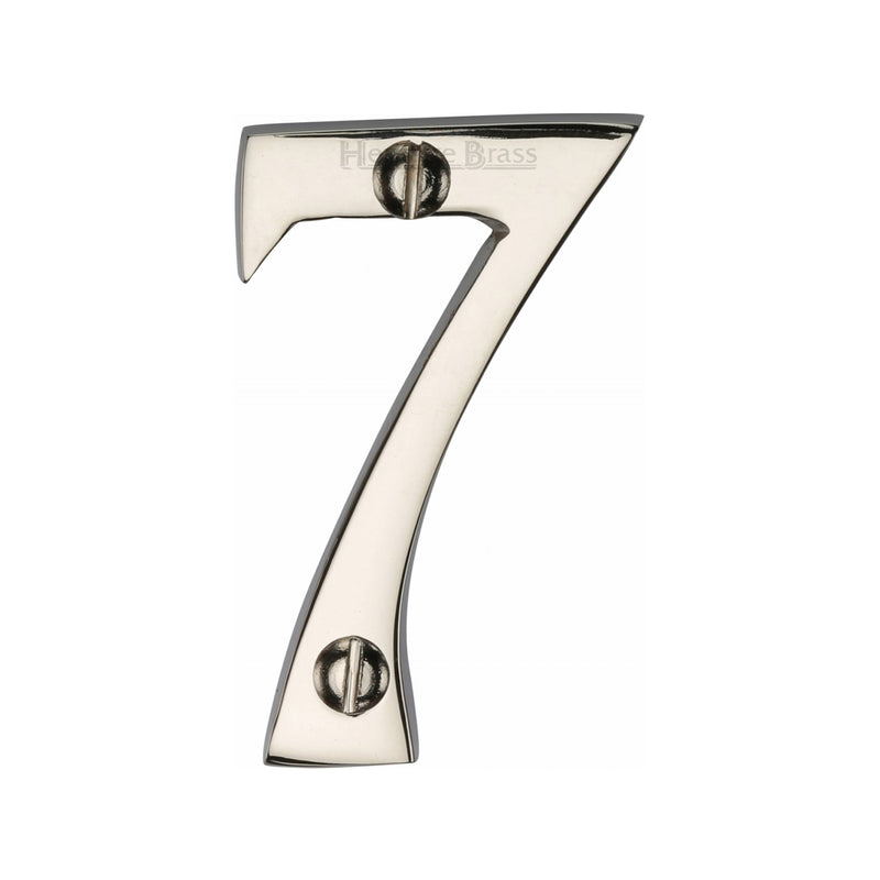 Heritage Brass Numeral 7 Face Fix 51mm (2") Polished Nickel finish - C1567 7-PNF - Choice Handles