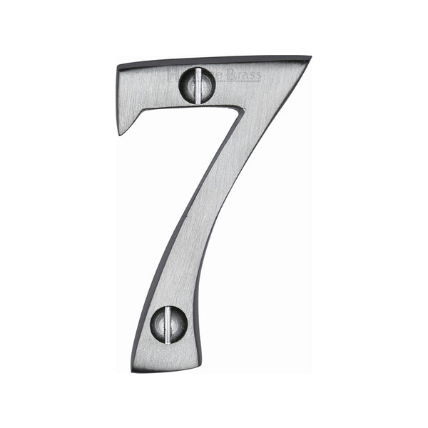 Heritage Brass Numeral 7 Face Fix 51mm (2") Satin Chrome finish - C1567 7-SC - Choice Handles