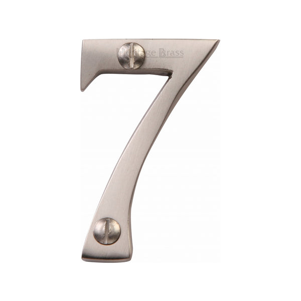 Heritage Brass Numeral 7 Face Fix 51mm (2") Satin Nickel finish - C1567 7-SN - Choice Handles