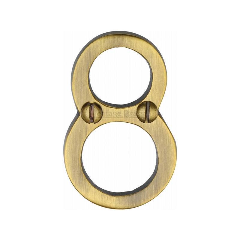 Heritage Brass Numeral 8 Face Fix 51mm (2") Antique finish - C1567 8-AT - Choice Handles