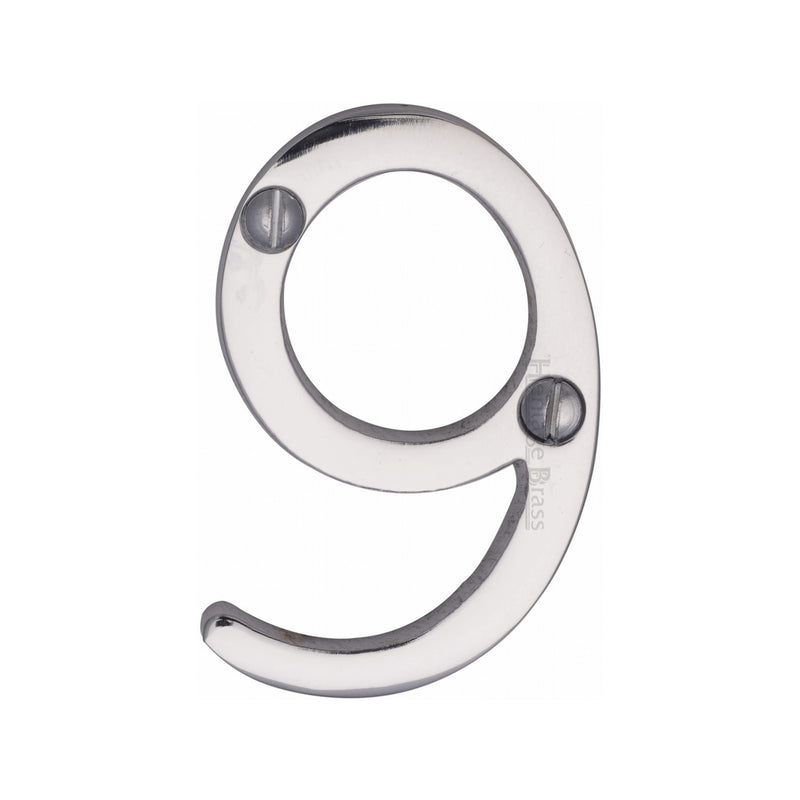 Heritage Brass Numeral 9 Face Fix 51mm (2") Polished Chrome finish - C1567 9-PC - Choice Handles