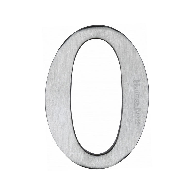 Heritage Brass Numeral 0 Self Adhesive 51mm (2") Satin Chrome finish - C1568 0-SC - Choice Handles