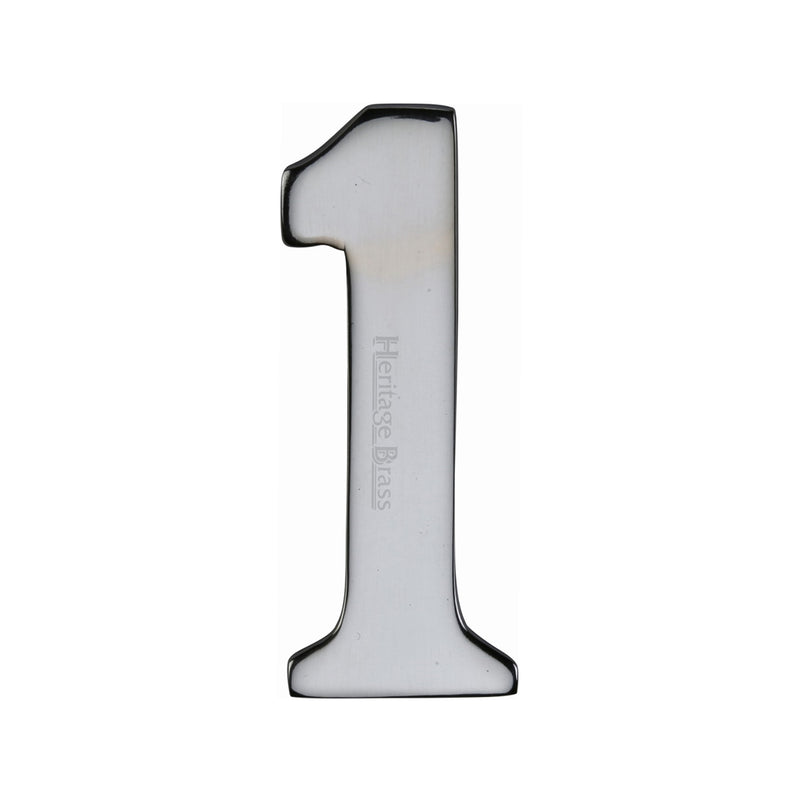 Heritage Brass Numeral 1 Self Adhesive 51mm (2") Polished Chrome finish - C1568 1-PC - Choice Handles