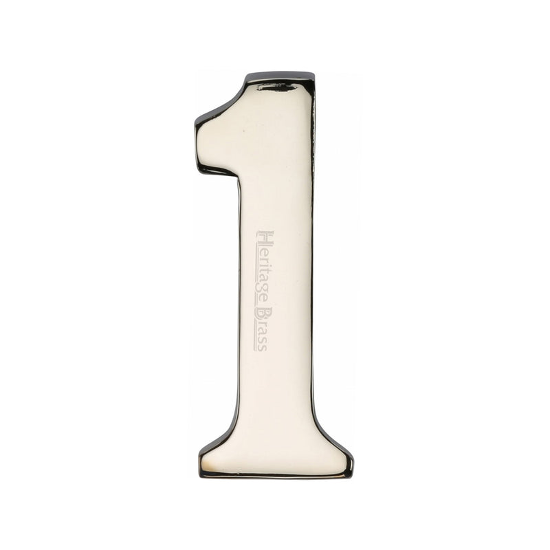 Heritage Brass Numeral 1 Self Adhesive 51mm (2") Polished Nickel finish - C1568 1-PNF - Choice Handles