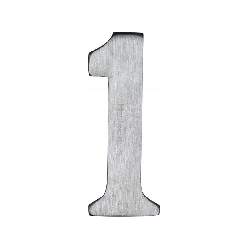 Heritage Brass Numeral 1 Self Adhesive 51mm (2") Satin Chrome finish - C1568 1-SC - Choice Handles