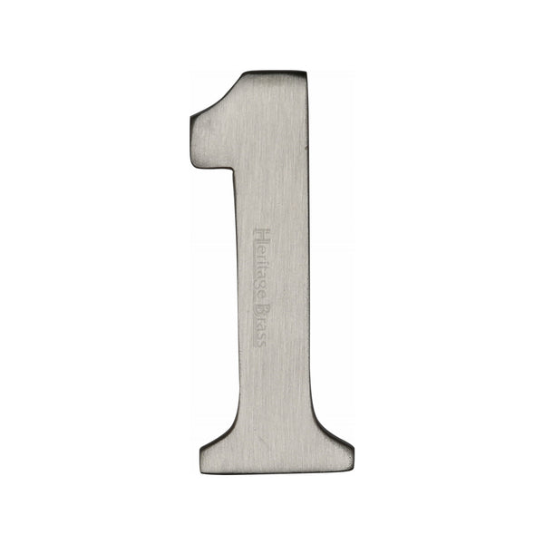 Heritage Brass Numeral 1 Self Adhesive 51mm (2") Satin Nickel finish - C1568 1-SN - Choice Handles