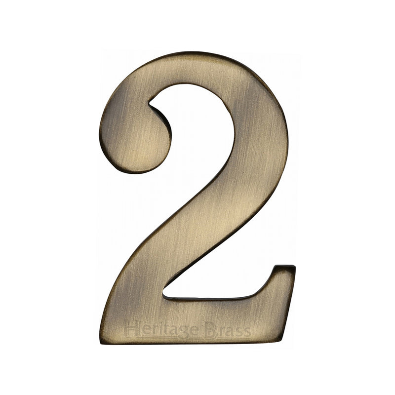 Heritage Brass Numeral 2 Self Adhesive 51mm (2") Antique finish - C1568 2-AT - Choice Handles