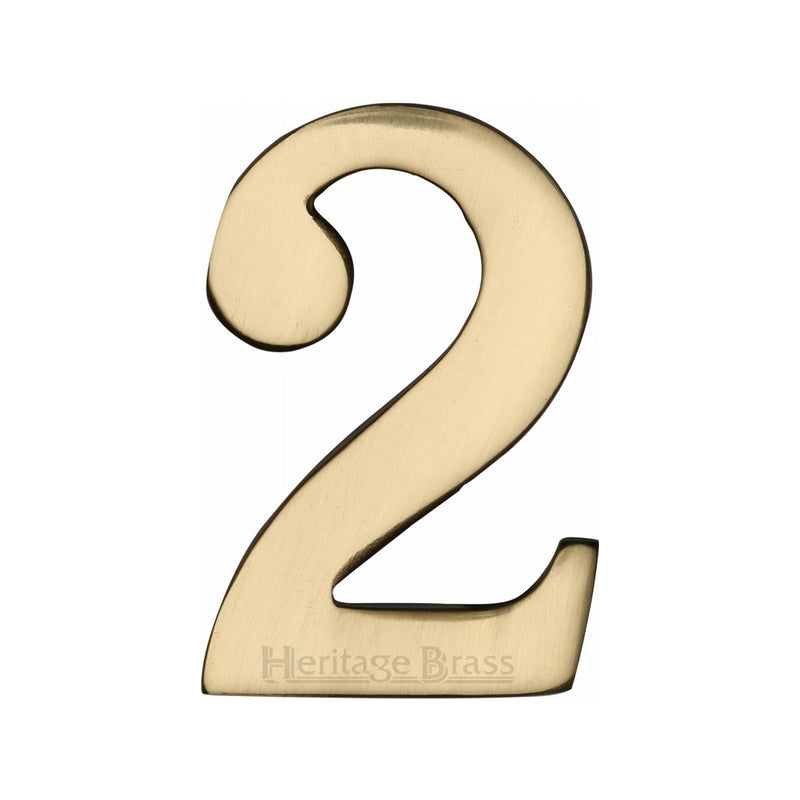 Heritage Brass Numeral 2 Self Adhesive 51mm (2") Polished Brass finish - C1568 2-PB - Choice Handles