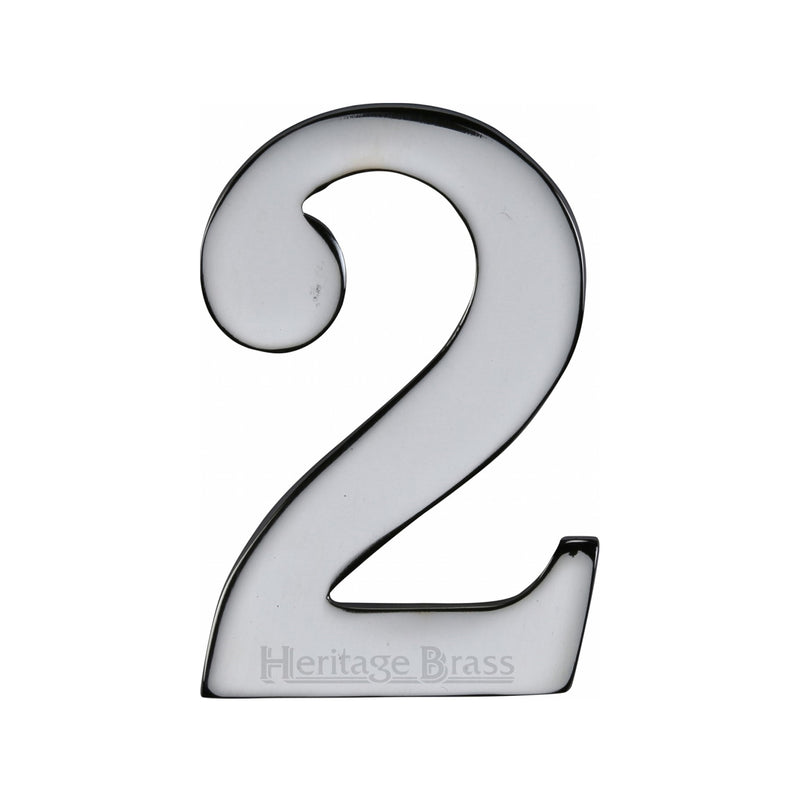 Heritage Brass Numeral 2 Self Adhesive 51mm (2") Polished Chrome finish - C1568 2-PC - Choice Handles