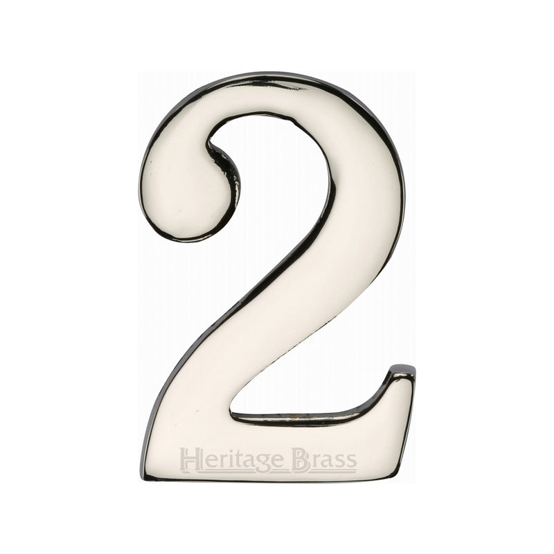 Heritage Brass Numeral 2 Self Adhesive 51mm (2") Polished Nickel finish - C1568 2-PNF - Choice Handles