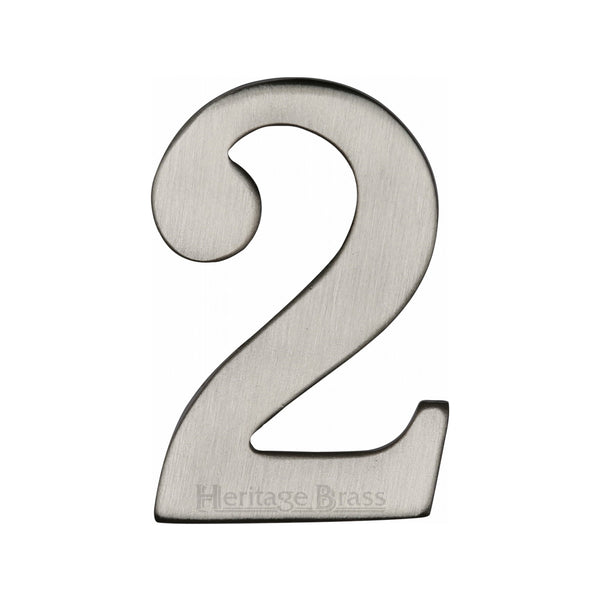 Heritage Brass Numeral 2 Self Adhesive 51mm (2") Satin Nickel finish - C1568 2-SN - Choice Handles