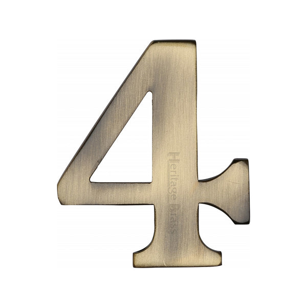 Heritage Brass Numeral 4 Self Adhesive 51mm (2") Antique finish - C1568 4-AT - Choice Handles