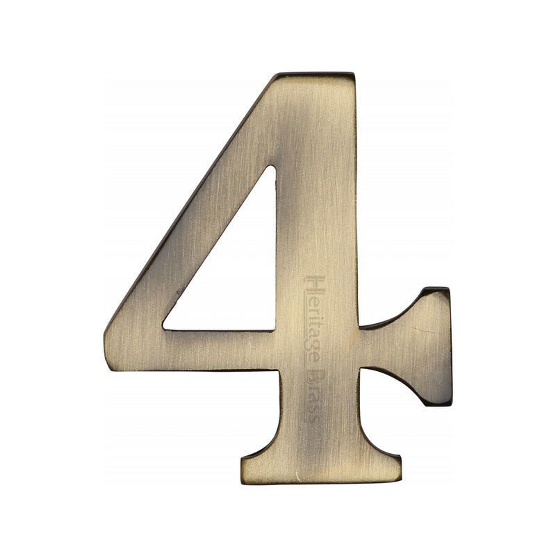 Heritage Brass Numeral 4 Self Adhesive 51mm (2") Antique finish - C1568 4-AT - Choice Handles