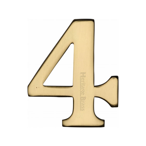 Heritage Brass Numeral 4 Self Adhesive 51mm (2") Polished Brass finish - C1568 4-PB - Choice Handles