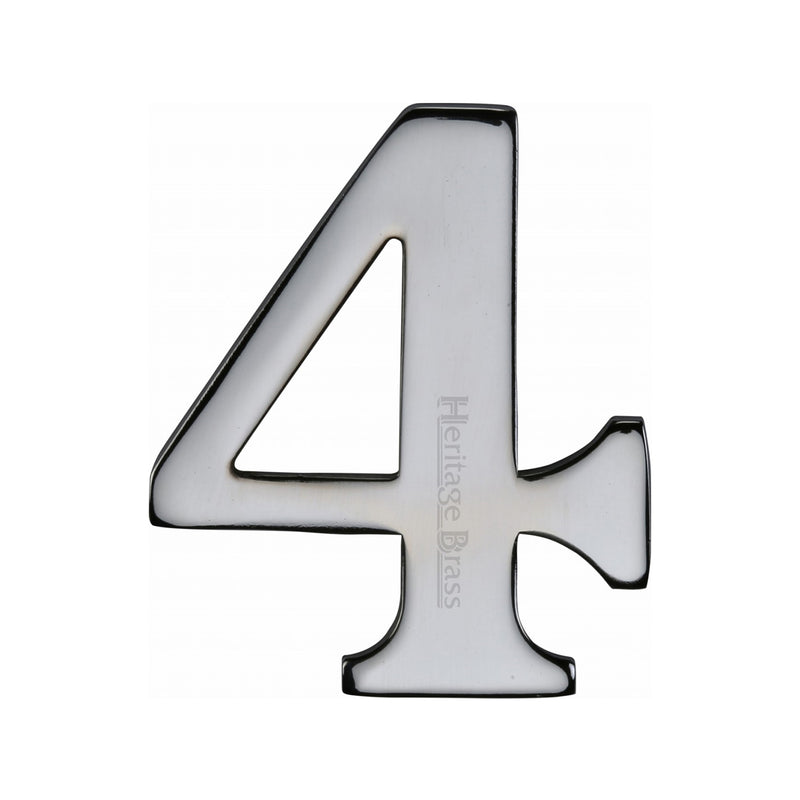 Heritage Brass Numeral 4 Self Adhesive 51mm (2") Polished Chrome finish - C1568 4-PC - Choice Handles