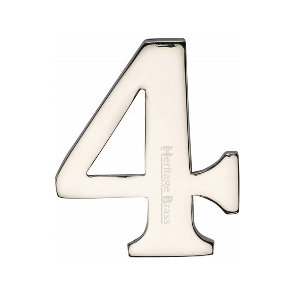 Heritage Brass Numeral 4 Self Adhesive 51mm (2") Polished Nickel finish - C1568 4-PNF - Choice Handles