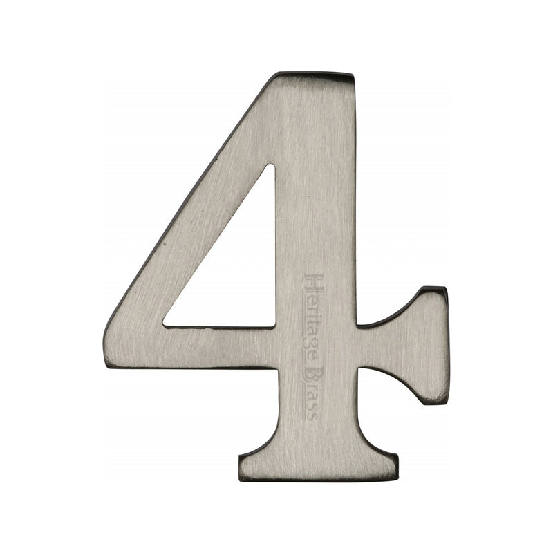 Heritage Brass Numeral 4 Self Adhesive 51mm (2") Satin Nickel finish - C1568 4-SN - Choice Handles