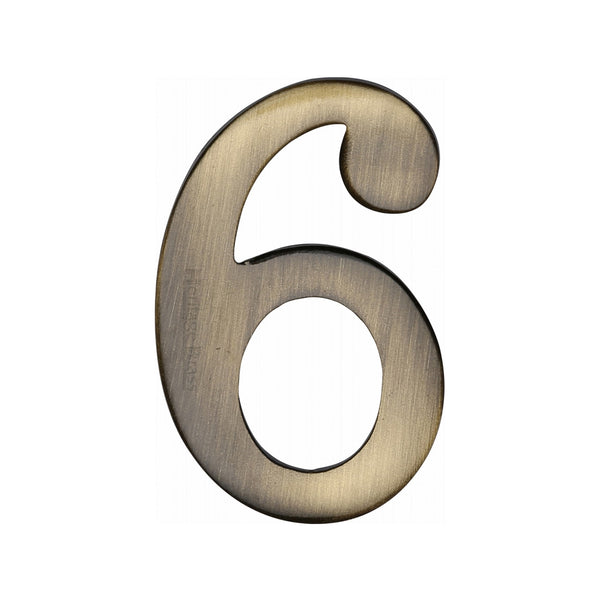 Heritage Brass Numeral 6 Self Adhesive 51mm (2") Antique finish - C1568 6-AT - Choice Handles