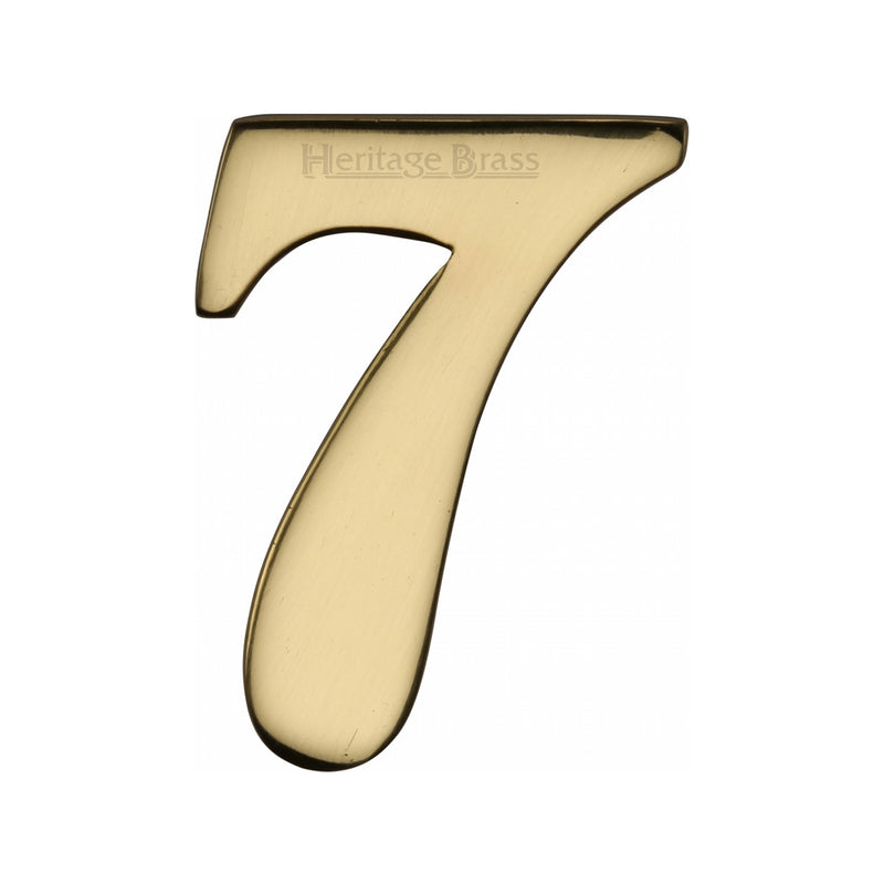 Heritage Brass Numeral 7 Self Adhesive 51mm (2") Polished Brass finish - C1568 7-PB - Choice Handles