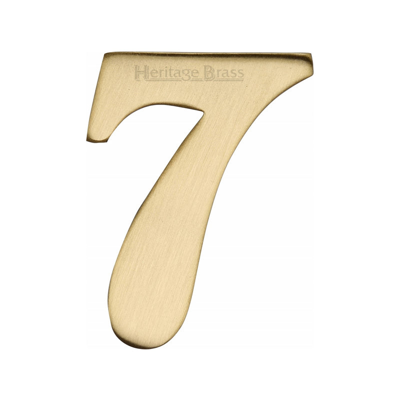 Heritage Brass Numeral 7 Self Adhesive 51mm (2") Satin Brass finish - C1568 7-SB - Choice Handles