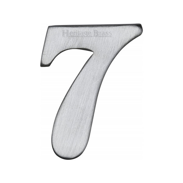 Heritage Brass Numeral 7 Self Adhesive 51mm (2") Satin Chrome finish - C1568 7-SC - Choice Handles