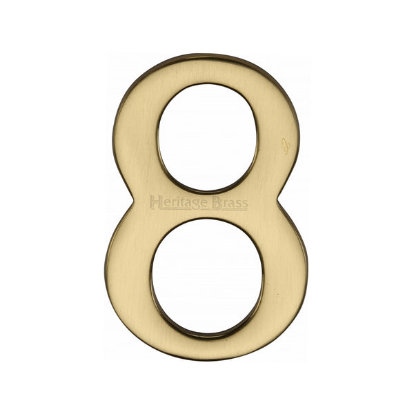 Heritage Brass Numeral 8 Self Adhesive 51mm (2") Polished Brass finish - C1568 8-PB - Choice Handles